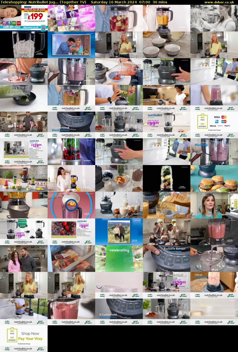 Teleshopping: Nutribullet Jug... (Together TV) Saturday 16 March 2024 07:00 - 07:30