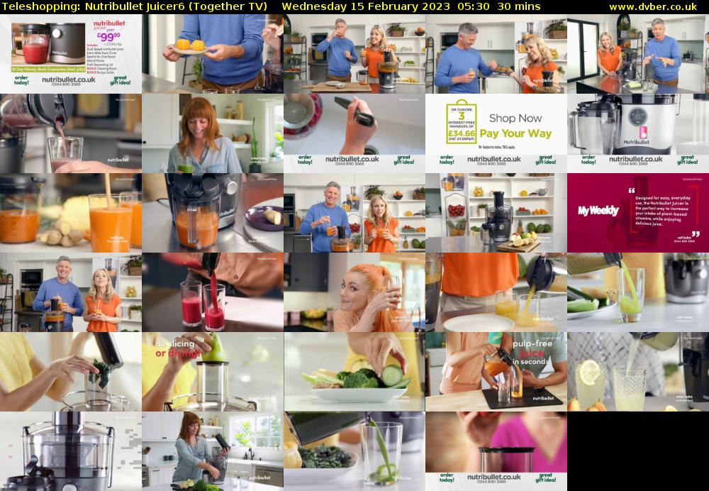 Teleshopping: Nutribullet Juicer6 (Together TV) Wednesday 15 February 2023 05:30 - 06:00