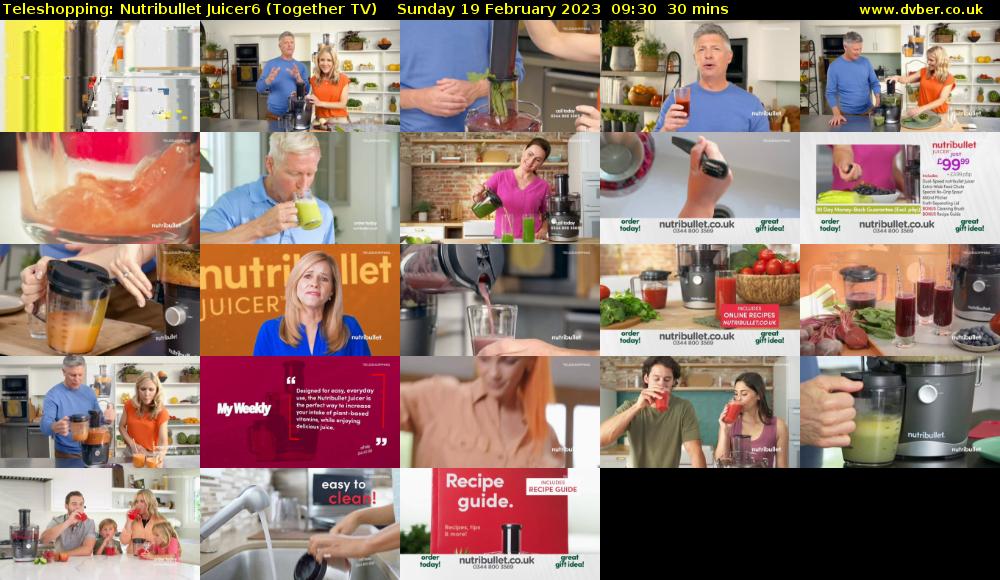 Teleshopping: Nutribullet Juicer6 (Together TV) Sunday 19 February 2023 09:30 - 10:00