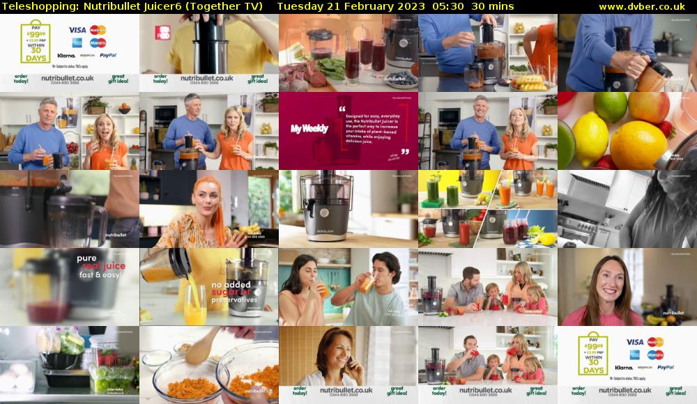 Teleshopping: Nutribullet Juicer6 (Together TV) Tuesday 21 February 2023 05:30 - 06:00