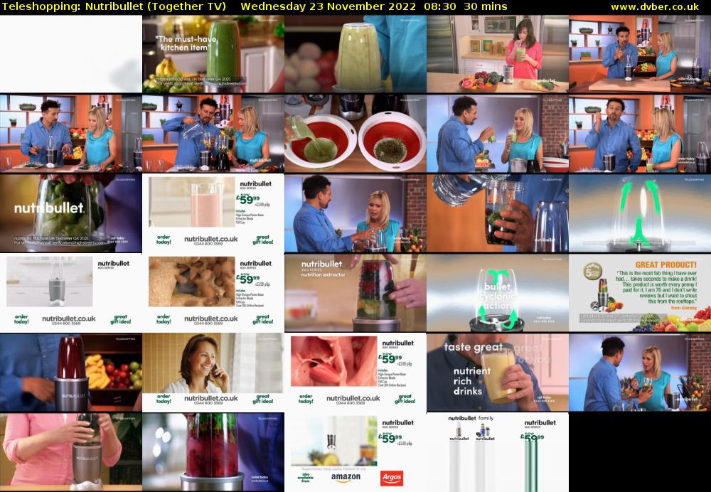 Teleshopping: Nutribullet (Together TV) Wednesday 23 November 2022 08:30 - 09:00