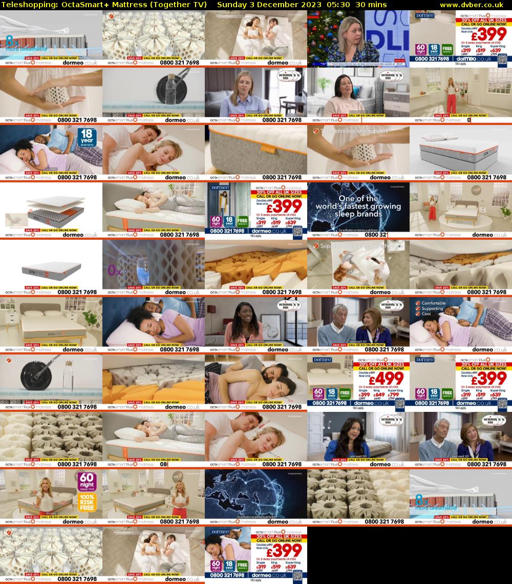 Teleshopping: OctaSmart+ Mattress (Together TV) Sunday 3 December 2023 05:30 - 06:00