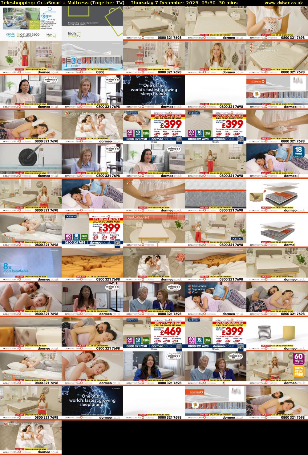 Teleshopping: OctaSmart+ Mattress (Together TV) Thursday 7 December 2023 05:30 - 06:00