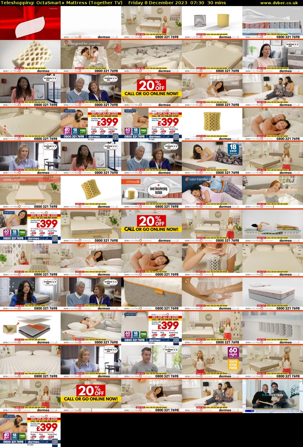Teleshopping: OctaSmart+ Mattress (Together TV) Friday 8 December 2023 07:30 - 08:00