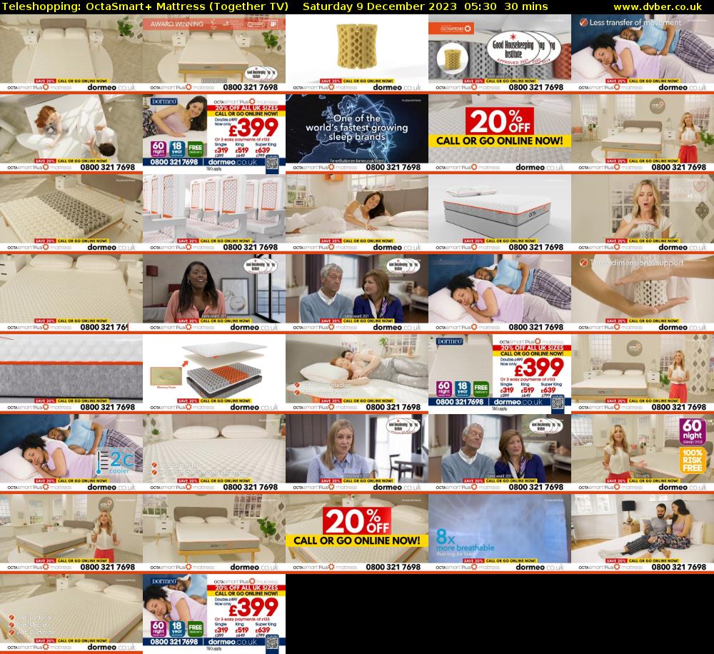 Teleshopping: OctaSmart+ Mattress (Together TV) Saturday 9 December 2023 05:30 - 06:00