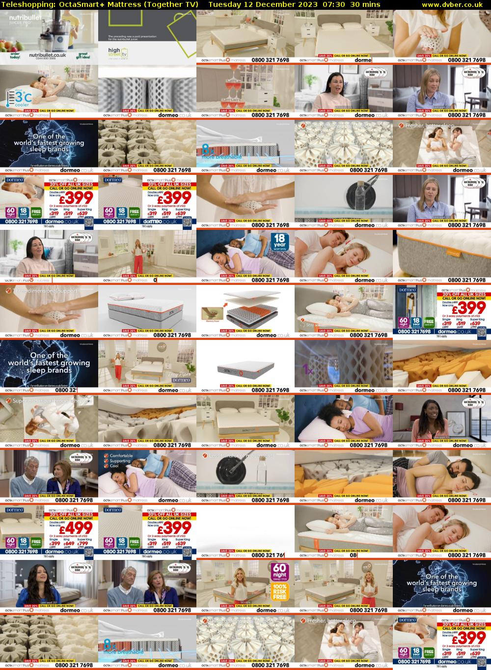 Teleshopping: OctaSmart+ Mattress (Together TV) Tuesday 12 December 2023 07:30 - 08:00