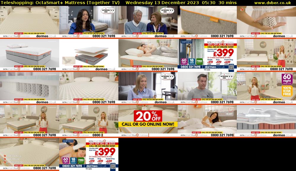 Teleshopping: OctaSmart+ Mattress (Together TV) Wednesday 13 December 2023 05:30 - 06:00