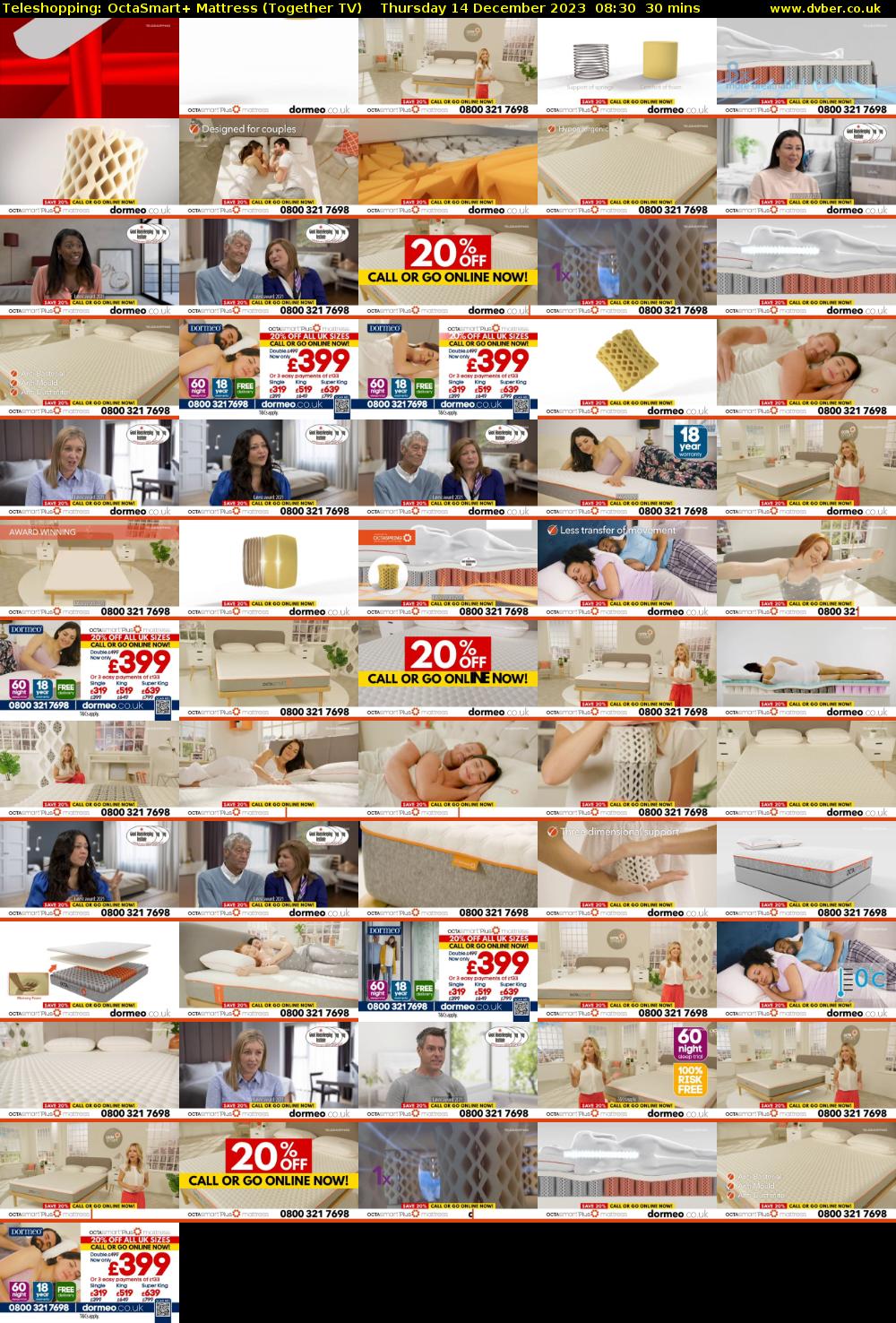 Teleshopping: OctaSmart+ Mattress (Together TV) Thursday 14 December 2023 08:30 - 09:00