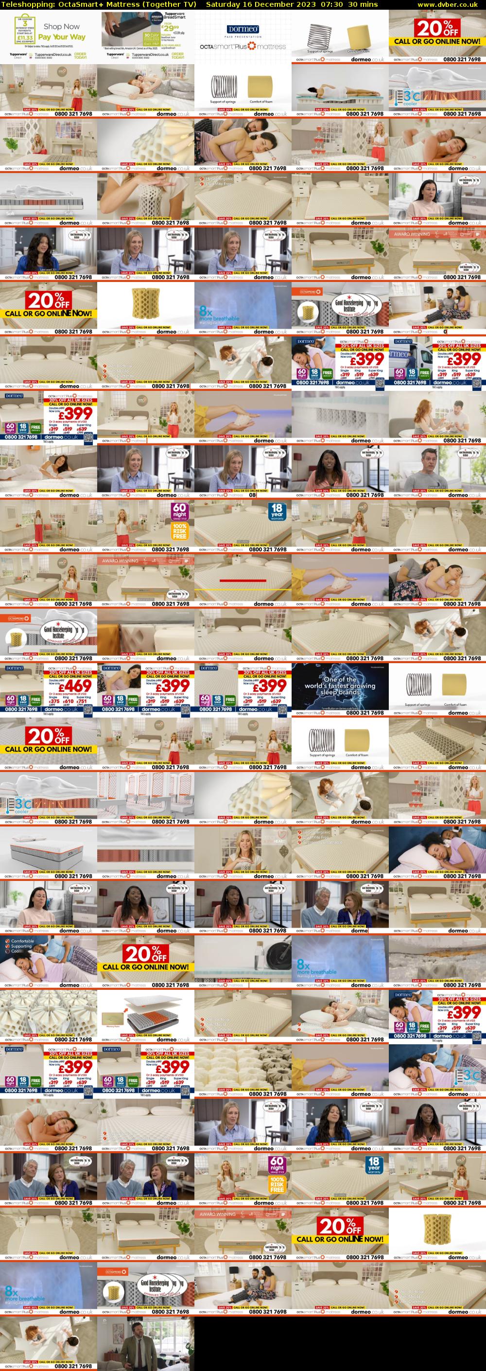 Teleshopping: OctaSmart+ Mattress (Together TV) Saturday 16 December 2023 07:30 - 08:00