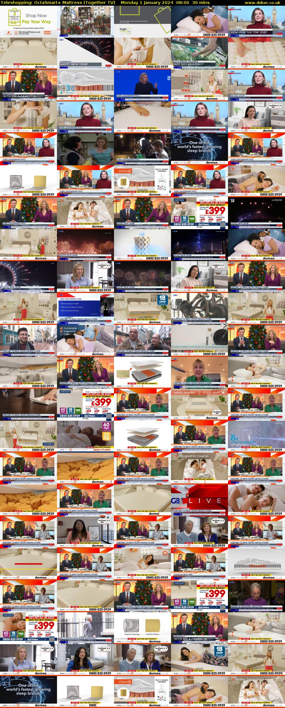 Teleshopping: OctaSmart+ Mattress (Together TV) Monday 1 January 2024 08:00 - 08:30