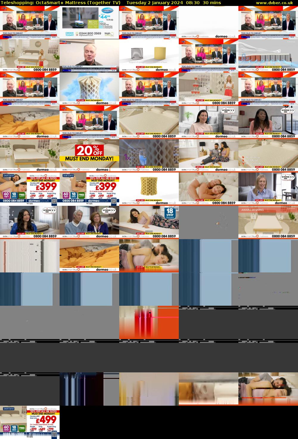 Teleshopping: OctaSmart+ Mattress (Together TV) Tuesday 2 January 2024 08:30 - 09:00