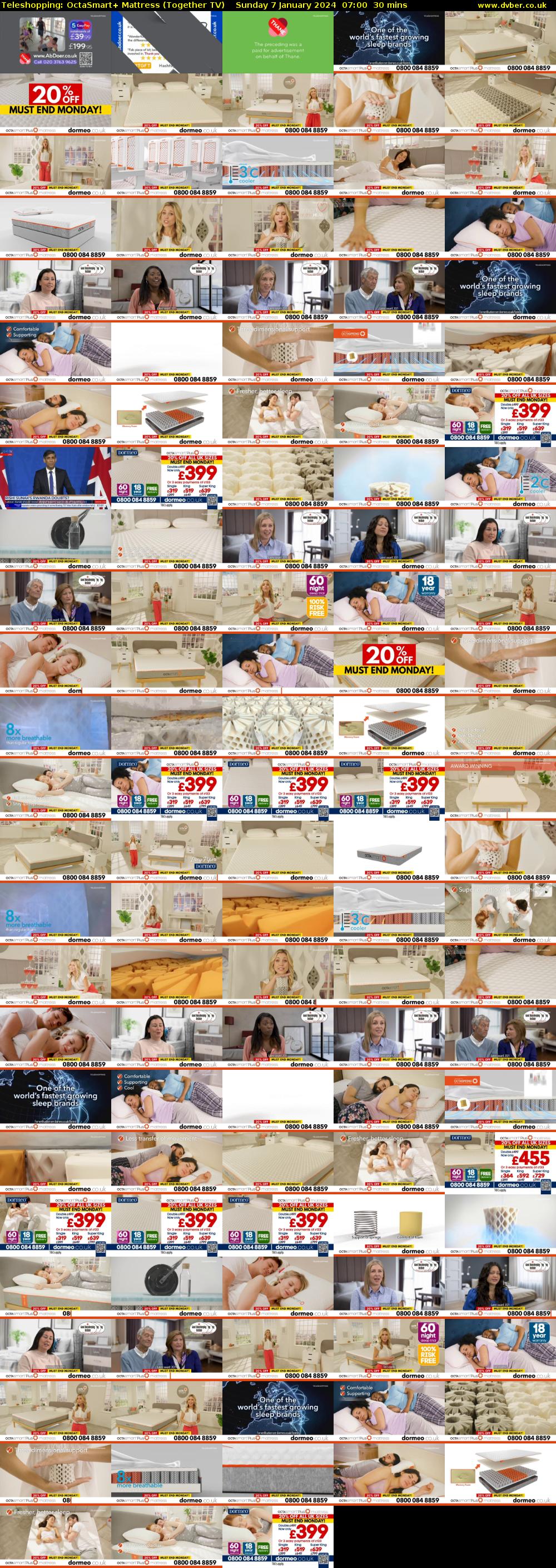 Teleshopping: OctaSmart+ Mattress (Together TV) Sunday 7 January 2024 07:00 - 07:30