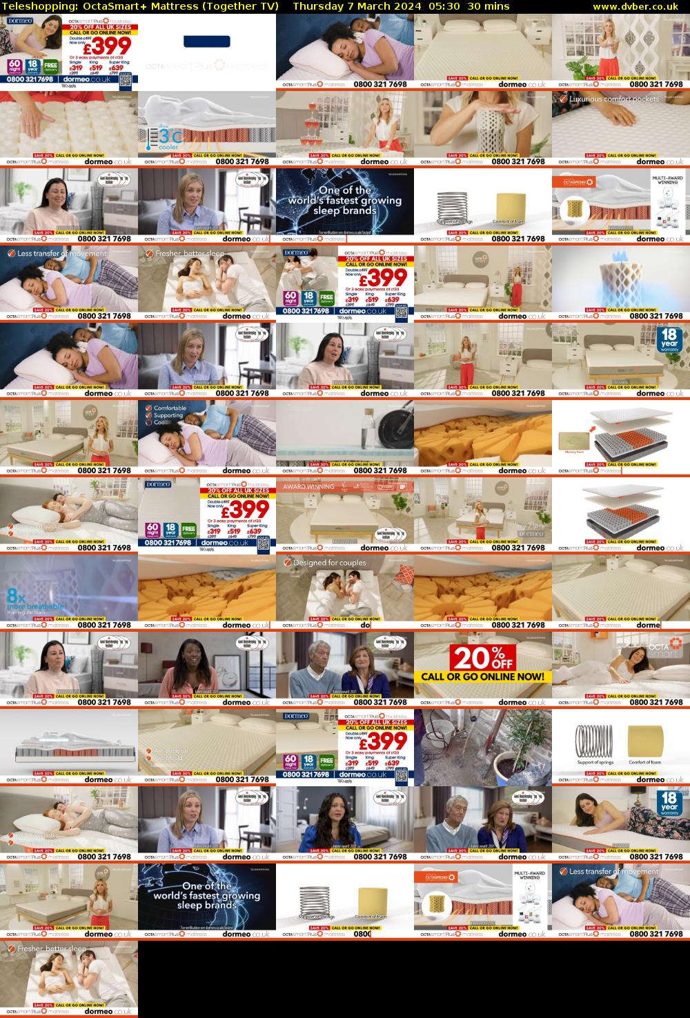 Teleshopping: OctaSmart+ Mattress (Together TV) Thursday 7 March 2024 05:30 - 06:00