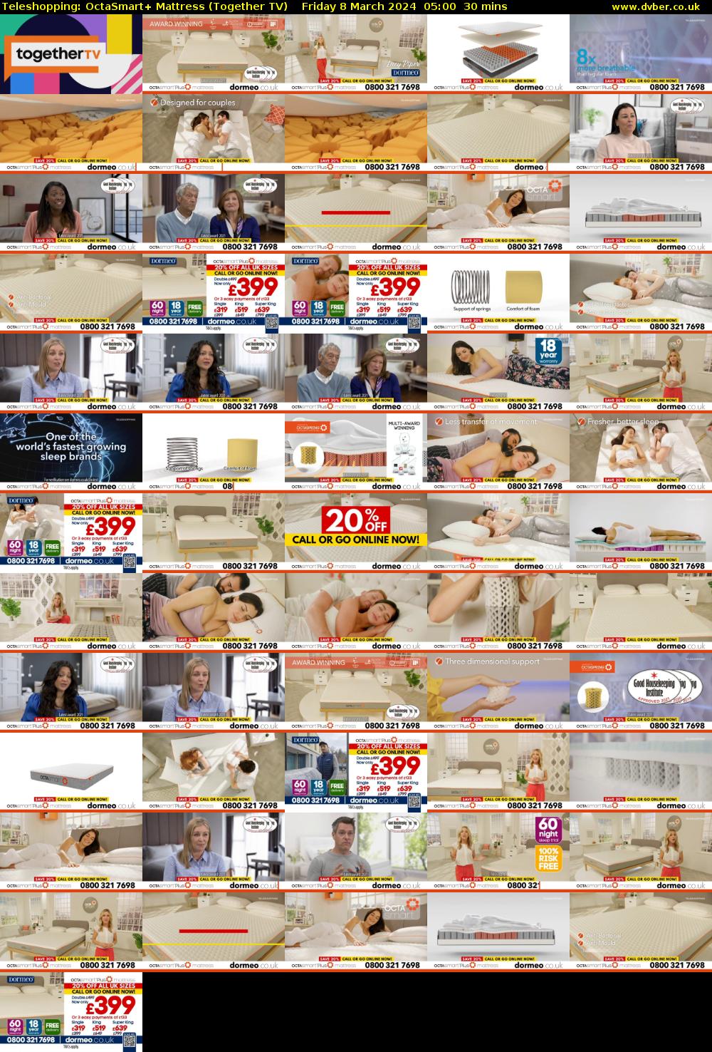 Teleshopping: OctaSmart+ Mattress (Together TV) Friday 8 March 2024 05:00 - 05:30