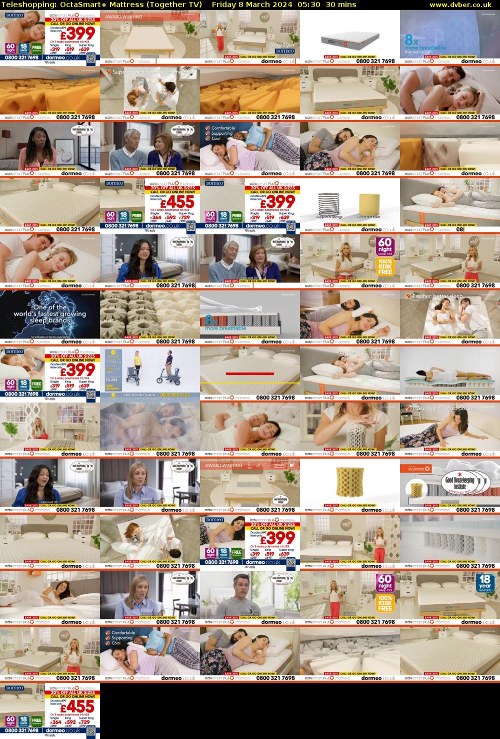 Teleshopping: OctaSmart+ Mattress (Together TV) Friday 8 March 2024 05:30 - 06:00