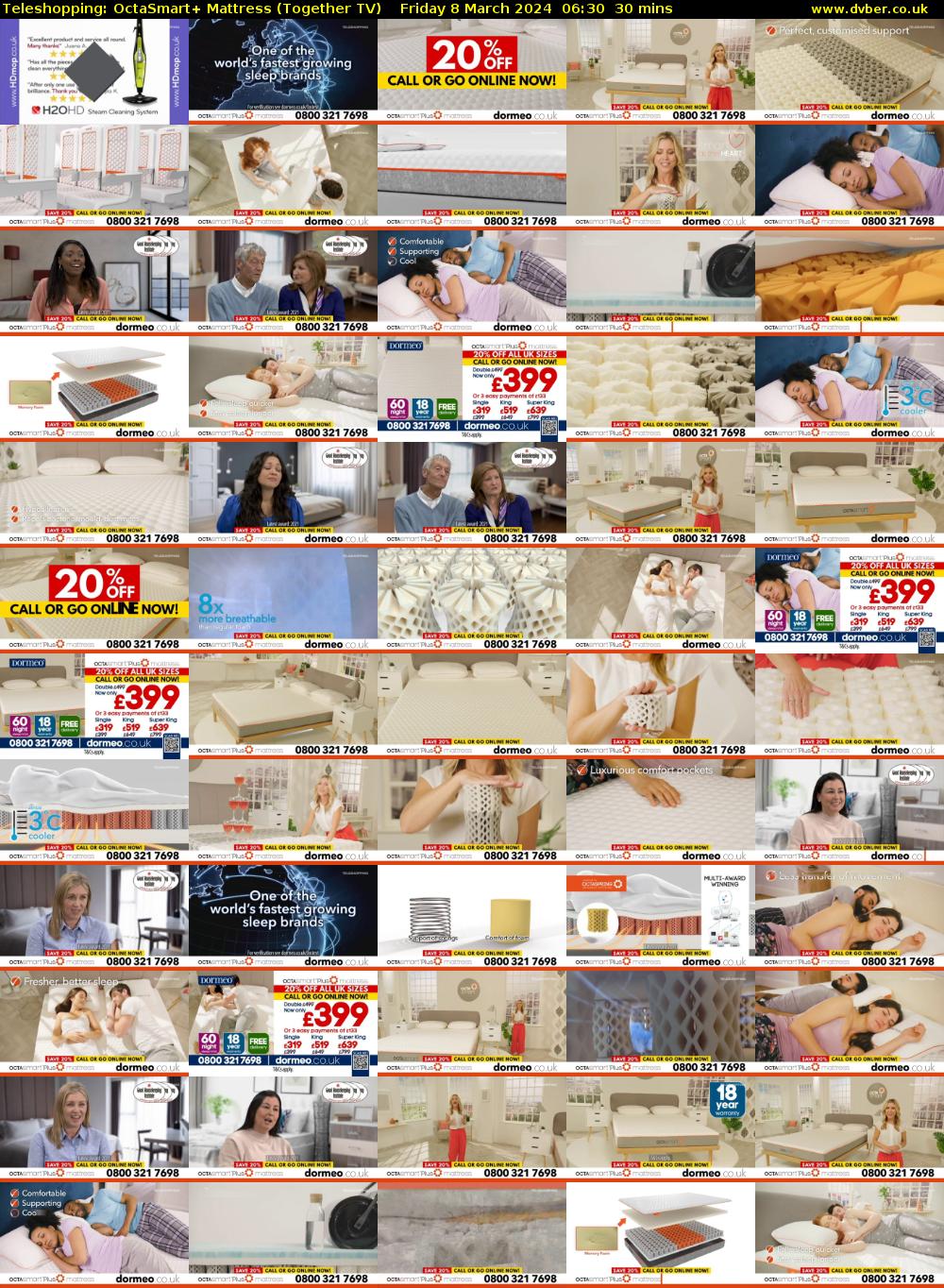 Teleshopping: OctaSmart+ Mattress (Together TV) Friday 8 March 2024 06:30 - 07:00