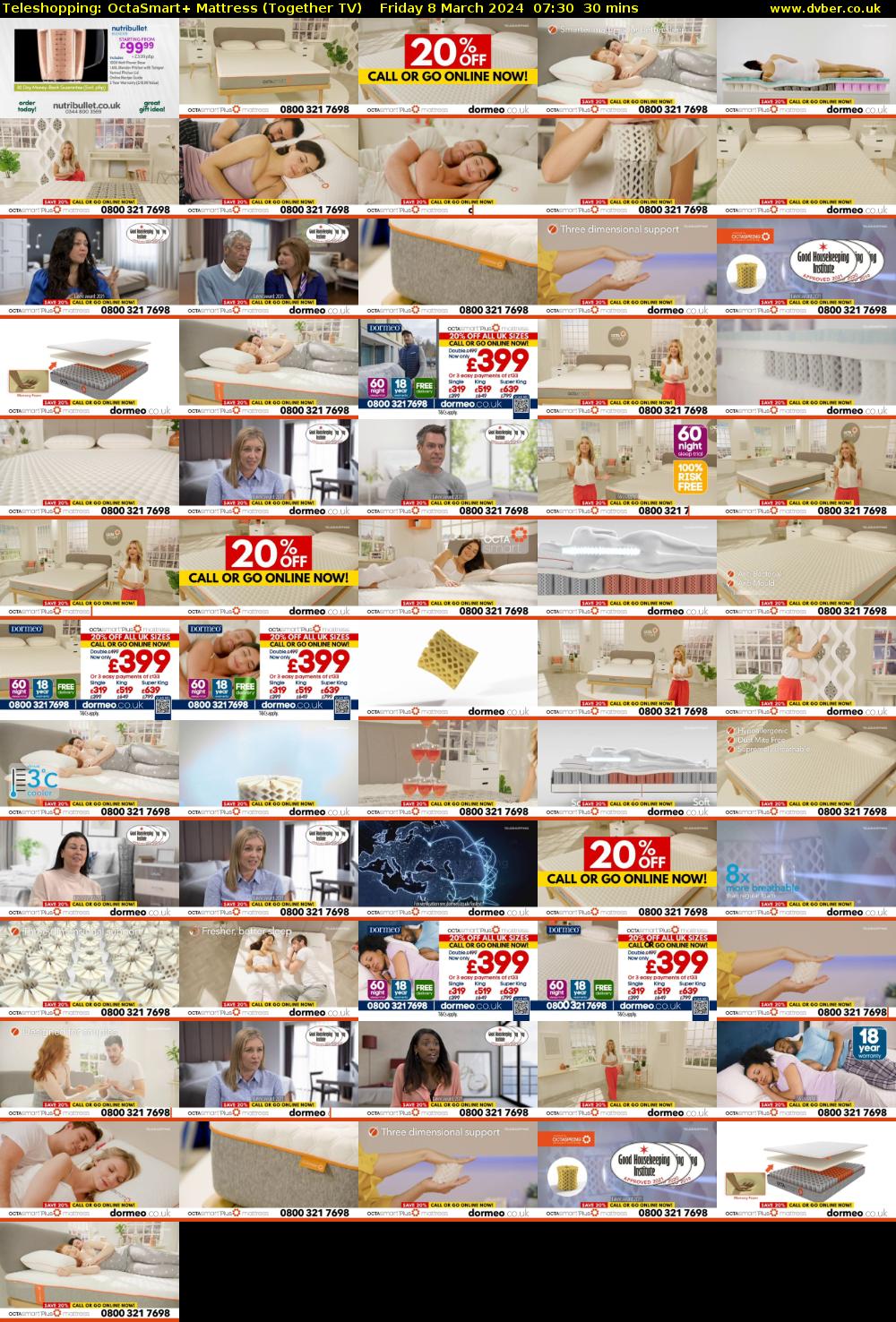 Teleshopping: OctaSmart+ Mattress (Together TV) Friday 8 March 2024 07:30 - 08:00