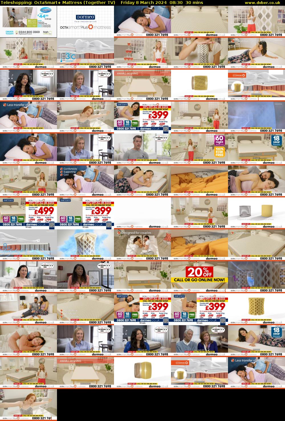 Teleshopping: OctaSmart+ Mattress (Together TV) Friday 8 March 2024 08:30 - 09:00