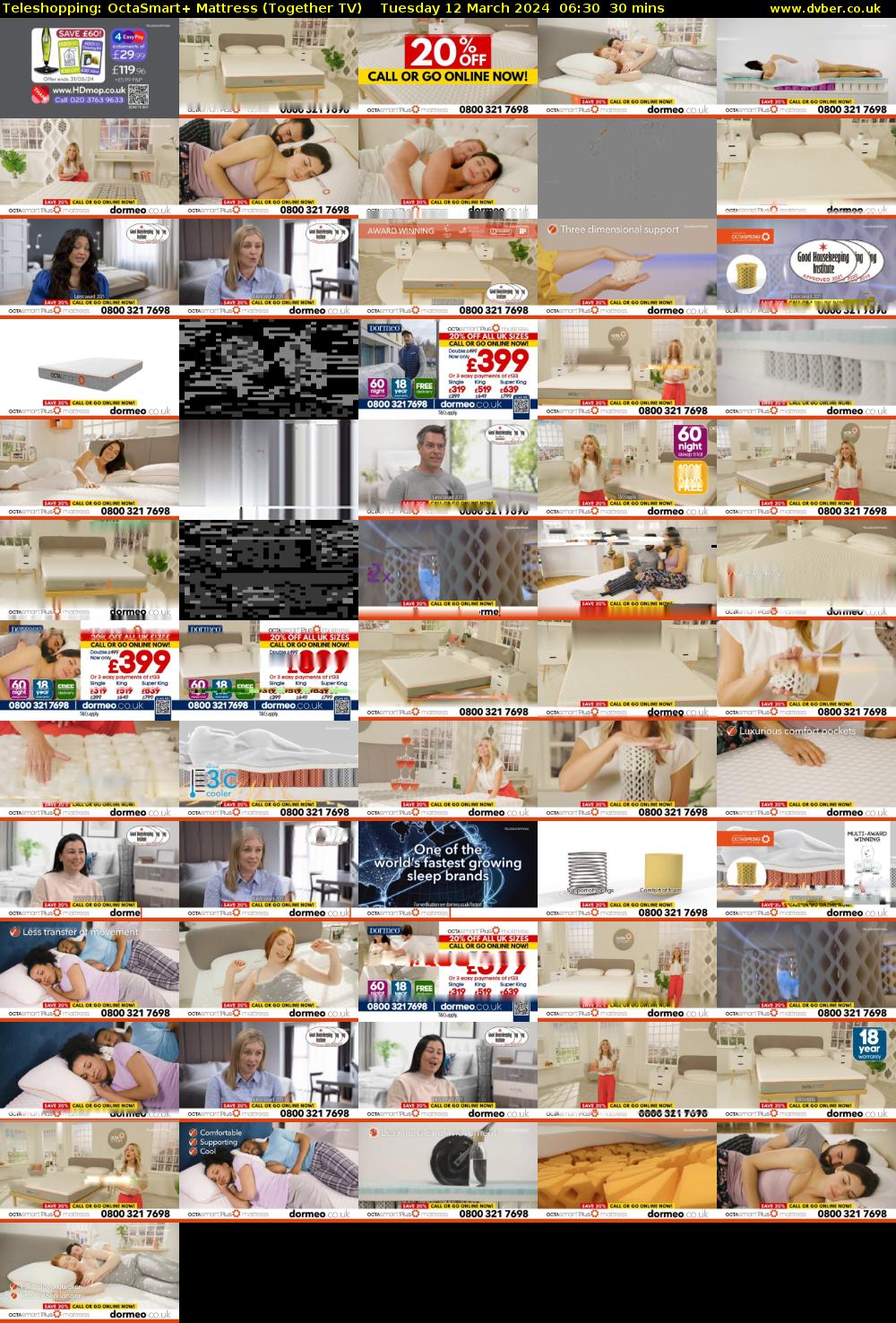 Teleshopping: OctaSmart+ Mattress (Together TV) Tuesday 12 March 2024 06:30 - 07:00
