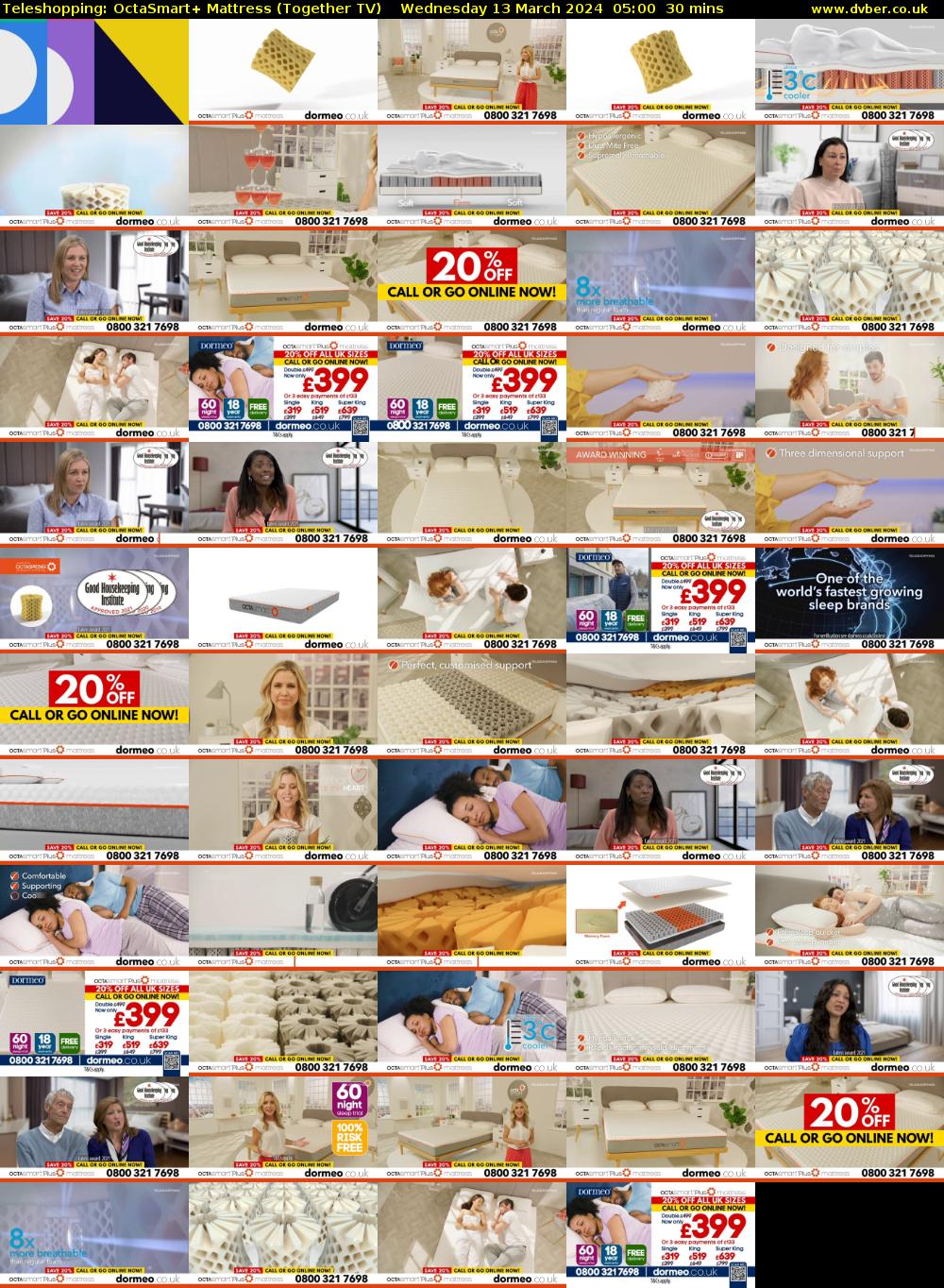 Teleshopping: OctaSmart+ Mattress (Together TV) Wednesday 13 March 2024 05:00 - 05:30