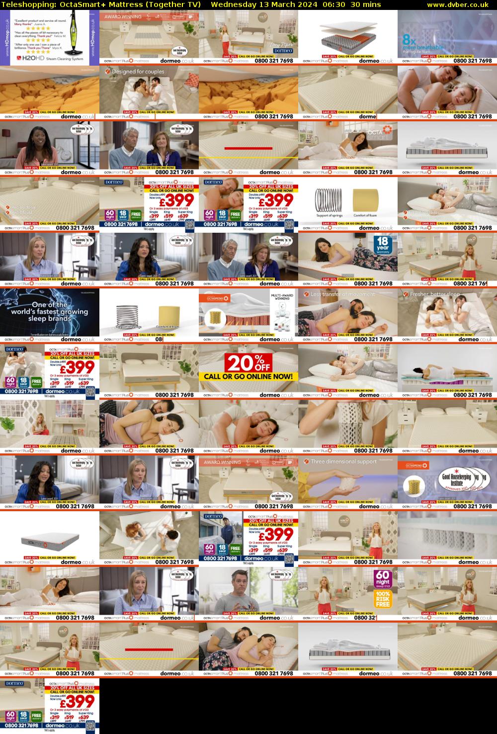 Teleshopping: OctaSmart+ Mattress (Together TV) Wednesday 13 March 2024 06:30 - 07:00