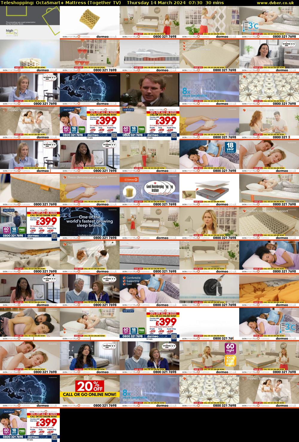 Teleshopping: OctaSmart+ Mattress (Together TV) Thursday 14 March 2024 07:30 - 08:00