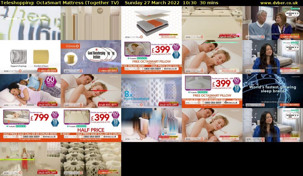 Teleshopping: OctaSmart Mattress (Together TV) Sunday 27 March 2022 10:30 - 11:00