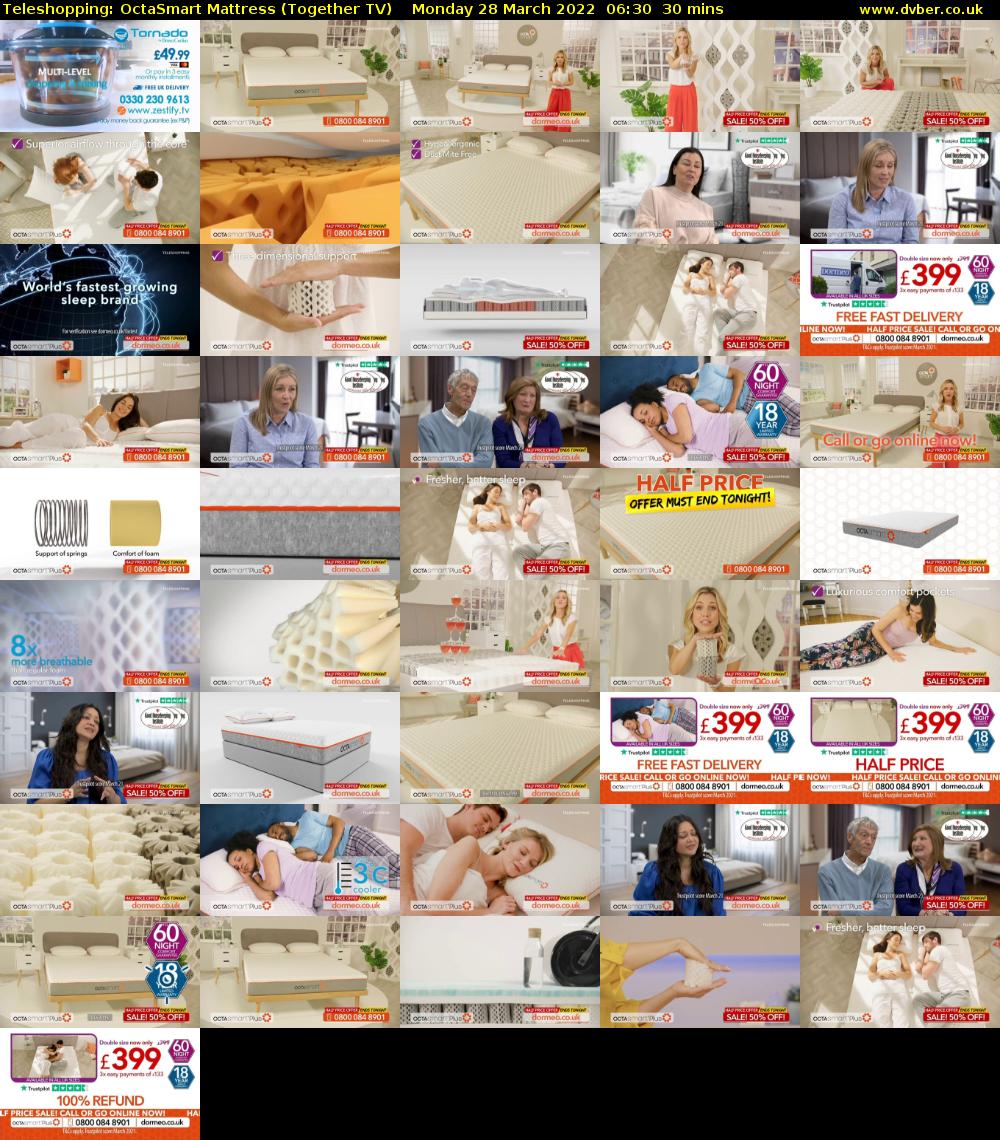 Teleshopping: OctaSmart Mattress (Together TV) Monday 28 March 2022 06:30 - 07:00