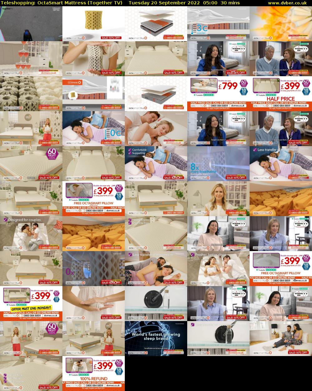 Teleshopping: OctaSmart Mattress (Together TV) Tuesday 20 September 2022 05:00 - 05:30