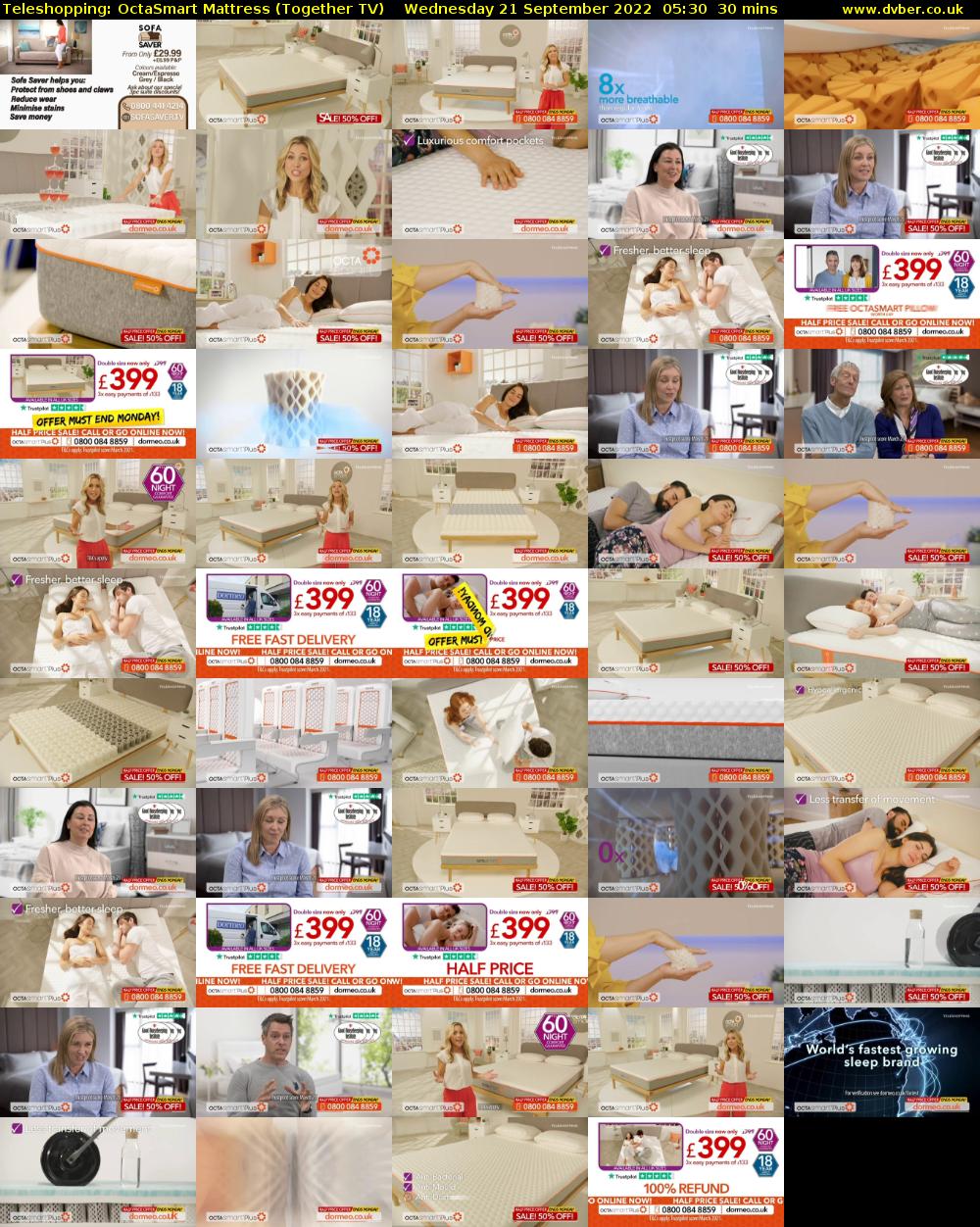 Teleshopping: OctaSmart Mattress (Together TV) Wednesday 21 September 2022 05:30 - 06:00