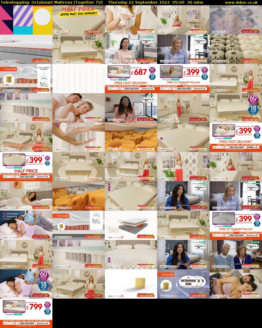 Teleshopping: OctaSmart Mattress (Together TV) Thursday 22 September 2022 05:00 - 05:30