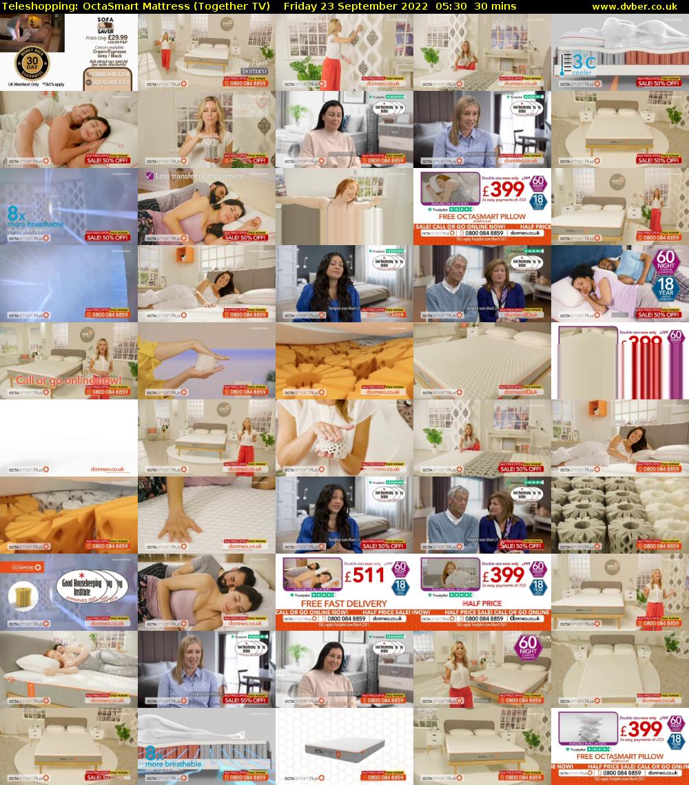 Teleshopping: OctaSmart Mattress (Together TV) Friday 23 September 2022 05:30 - 06:00
