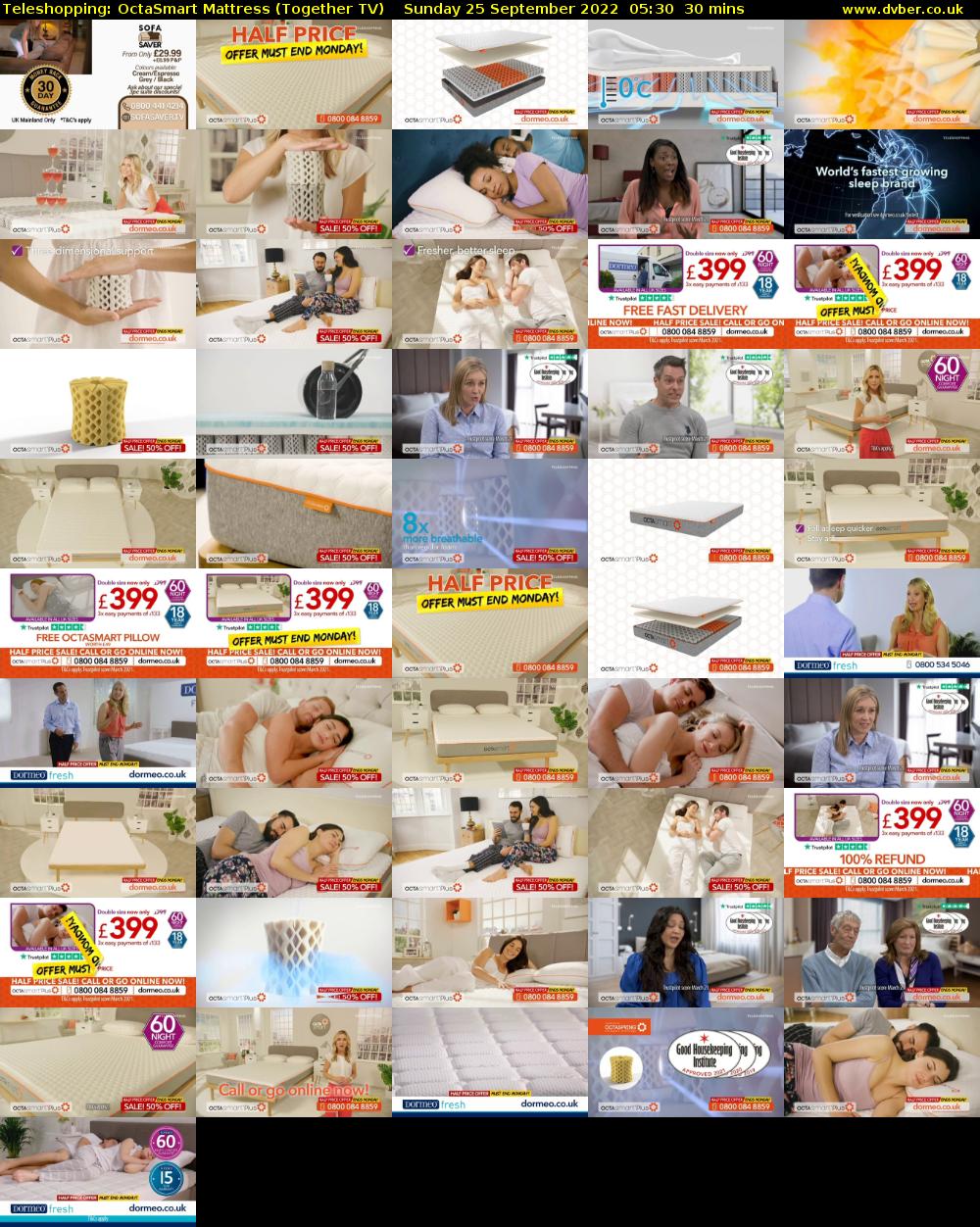 Teleshopping: OctaSmart Mattress (Together TV) Sunday 25 September 2022 05:30 - 06:00