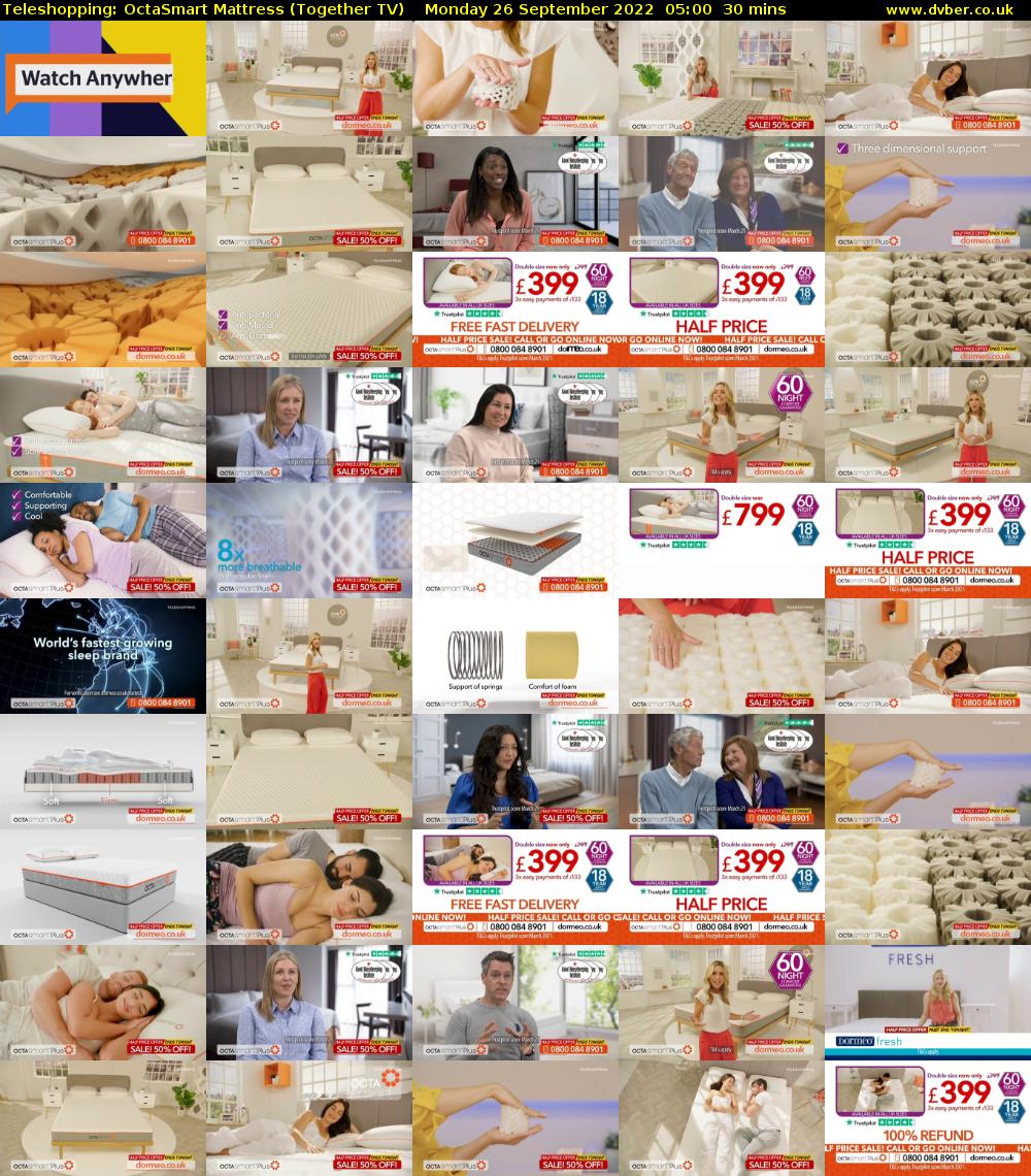 Teleshopping: OctaSmart Mattress (Together TV) Monday 26 September 2022 05:00 - 05:30