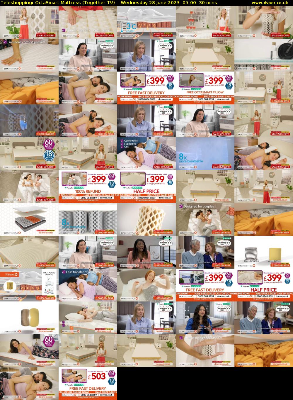Teleshopping: OctaSmart Mattress (Together TV) Wednesday 28 June 2023 05:00 - 05:30