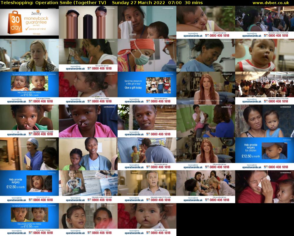 Teleshopping: Operation Smile (Together TV) Sunday 27 March 2022 07:00 - 07:30