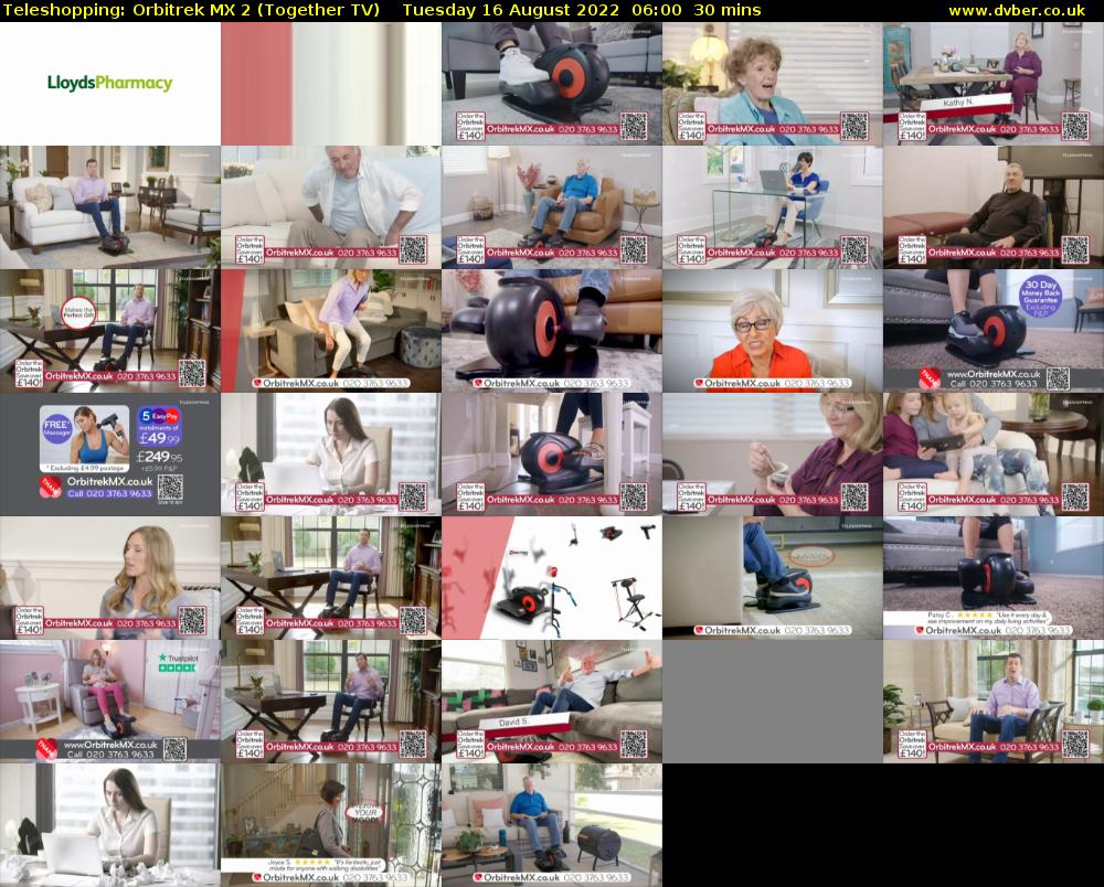 Teleshopping: Orbitrek MX 2 (Together TV) Tuesday 16 August 2022 06:00 - 06:30