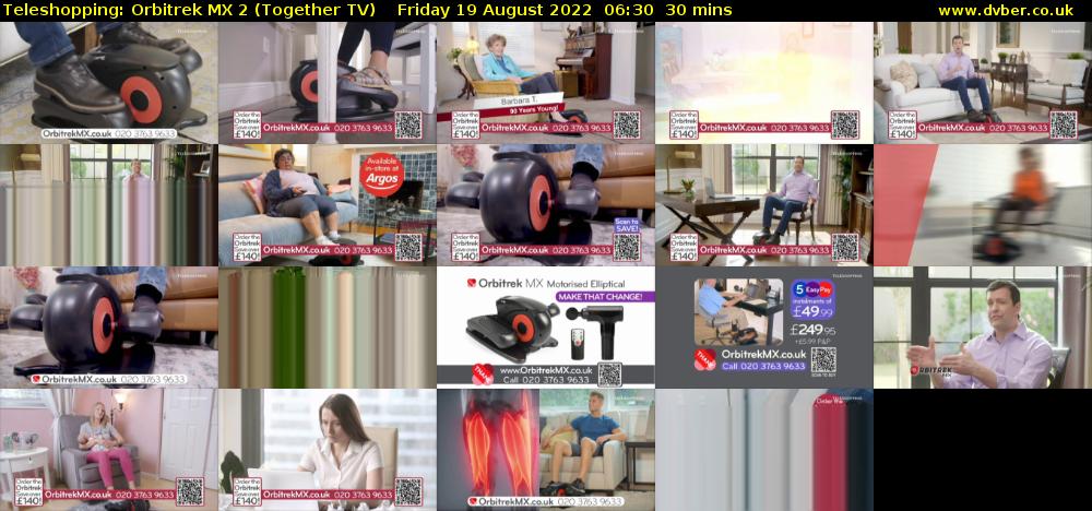 Teleshopping: Orbitrek MX 2 (Together TV) Friday 19 August 2022 06:30 - 07:00