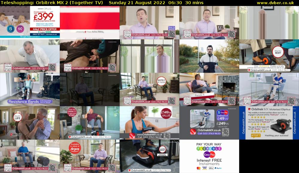 Teleshopping: Orbitrek MX 2 (Together TV) Sunday 21 August 2022 06:30 - 07:00
