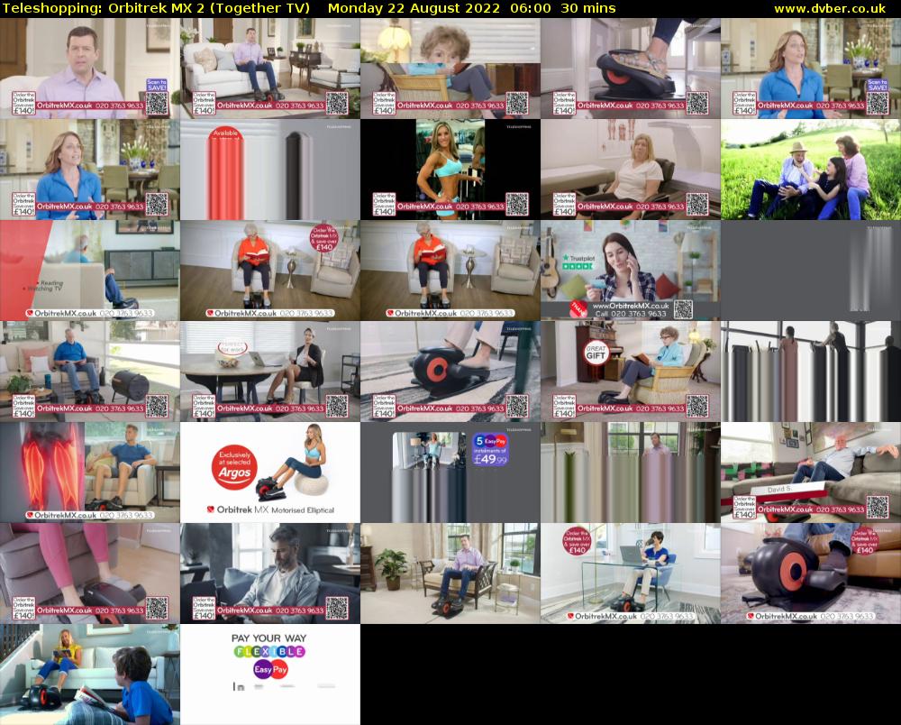 Teleshopping: Orbitrek MX 2 (Together TV) Monday 22 August 2022 06:00 - 06:30