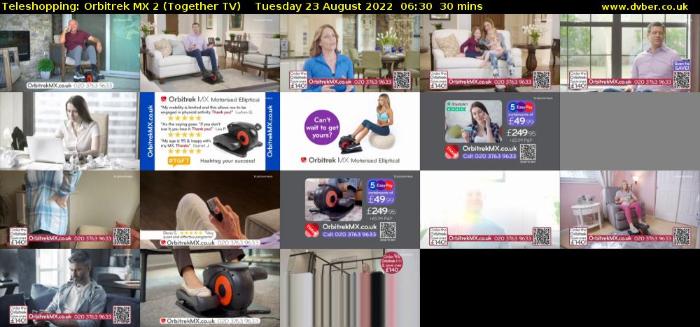 Teleshopping: Orbitrek MX 2 (Together TV) Tuesday 23 August 2022 06:30 - 07:00