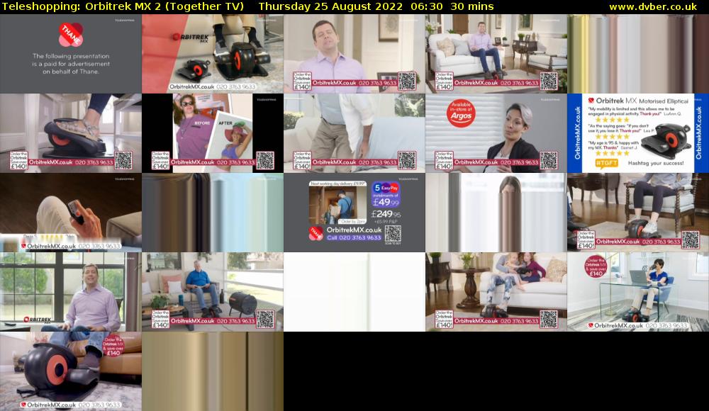 Teleshopping: Orbitrek MX 2 (Together TV) Thursday 25 August 2022 06:30 - 07:00