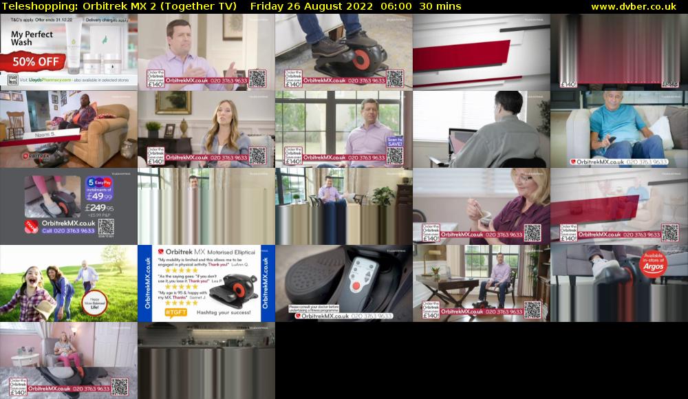 Teleshopping: Orbitrek MX 2 (Together TV) Friday 26 August 2022 06:00 - 06:30