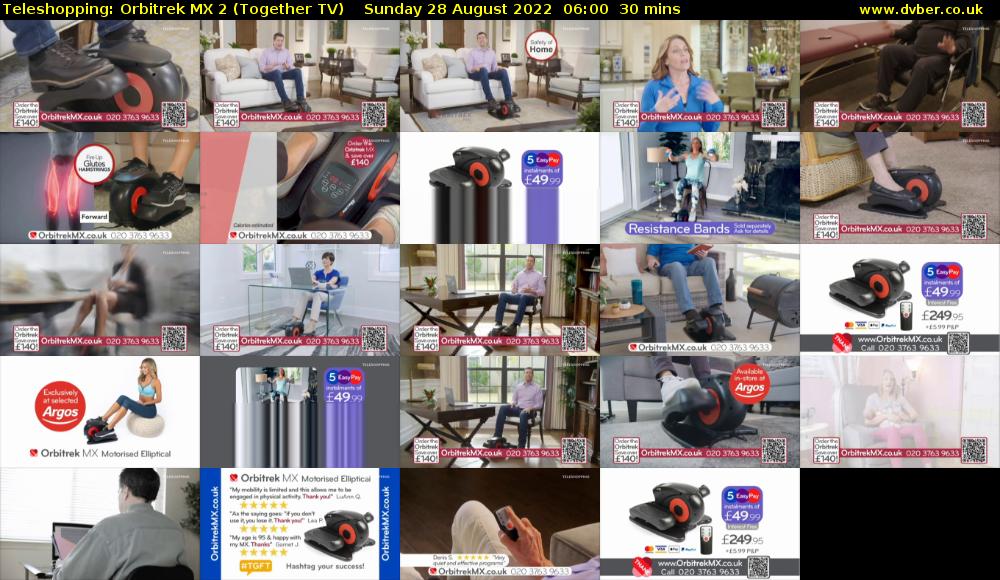 Teleshopping: Orbitrek MX 2 (Together TV) Sunday 28 August 2022 06:00 - 06:30