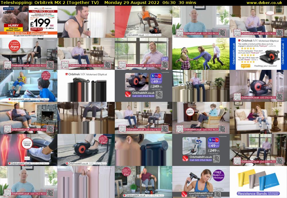 Teleshopping: Orbitrek MX 2 (Together TV) Monday 29 August 2022 06:30 - 07:00