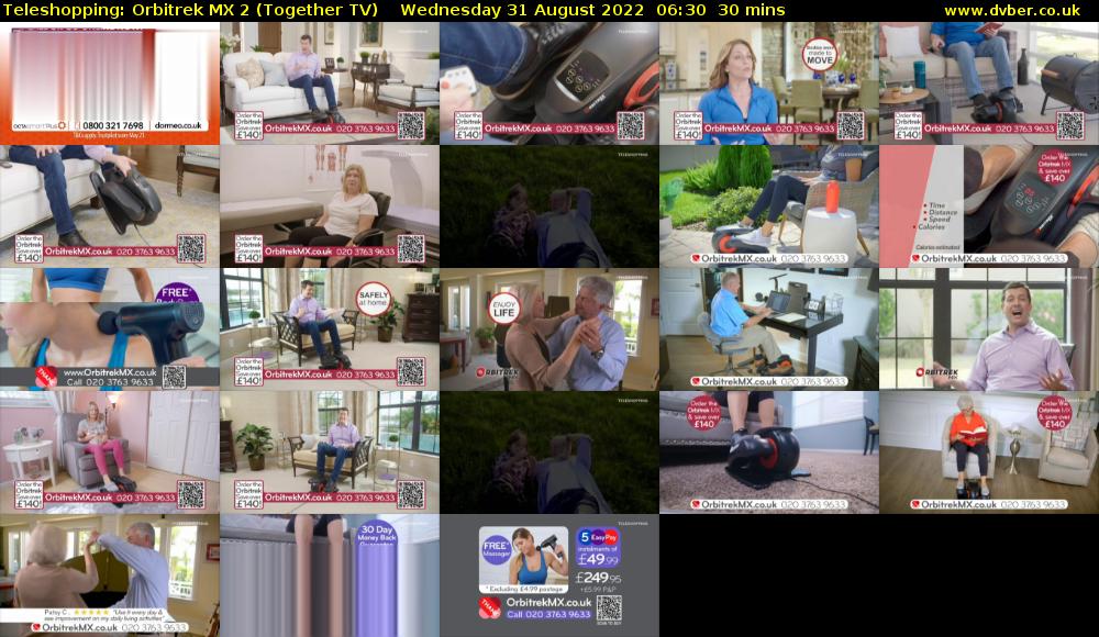 Teleshopping: Orbitrek MX 2 (Together TV) Wednesday 31 August 2022 06:30 - 07:00