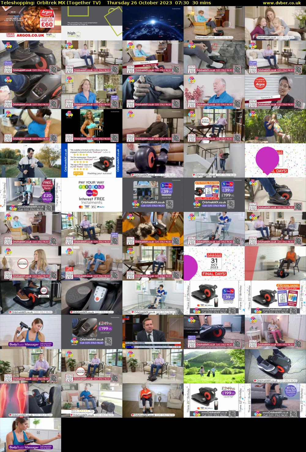 Teleshopping: Orbitrek MX (Together TV) Thursday 26 October 2023 07:30 - 08:00