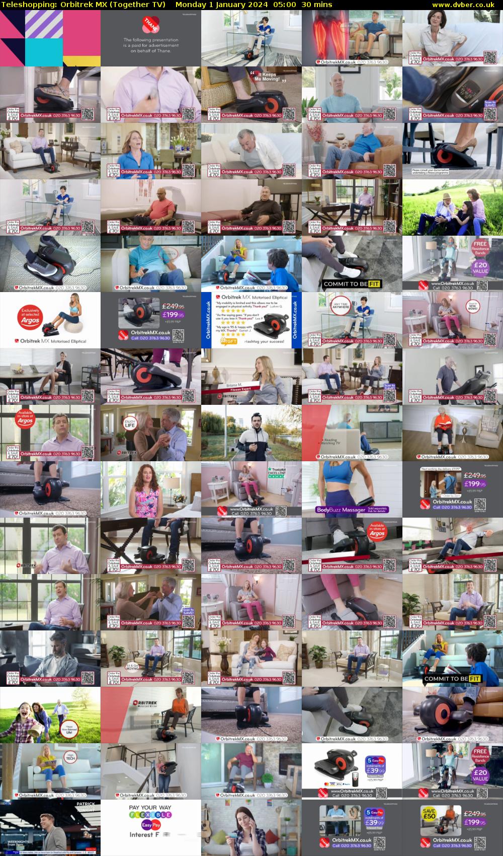 Teleshopping: Orbitrek MX (Together TV) Monday 1 January 2024 05:00 - 05:30
