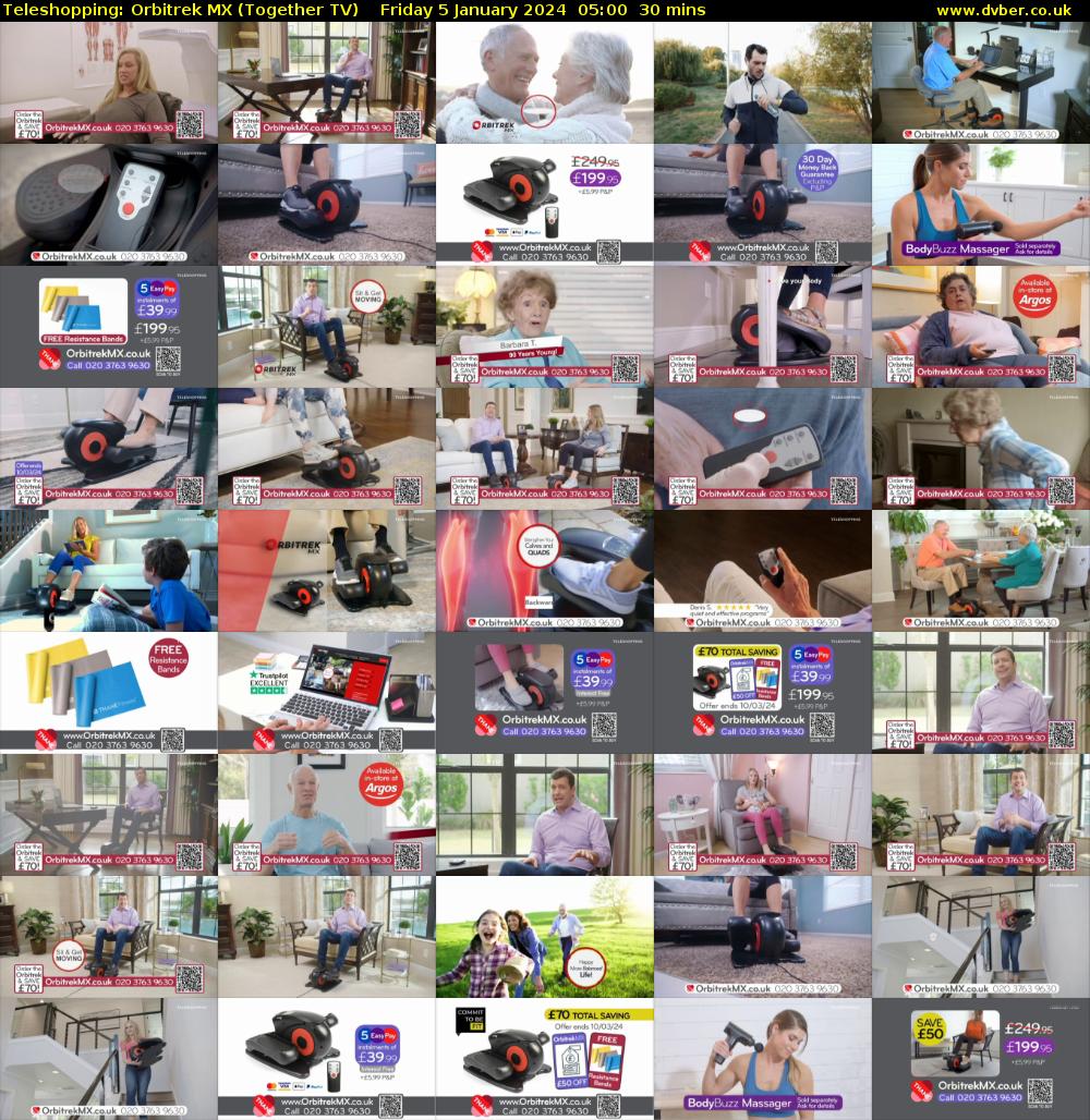 Teleshopping: Orbitrek MX (Together TV) Friday 5 January 2024 05:00 - 05:30