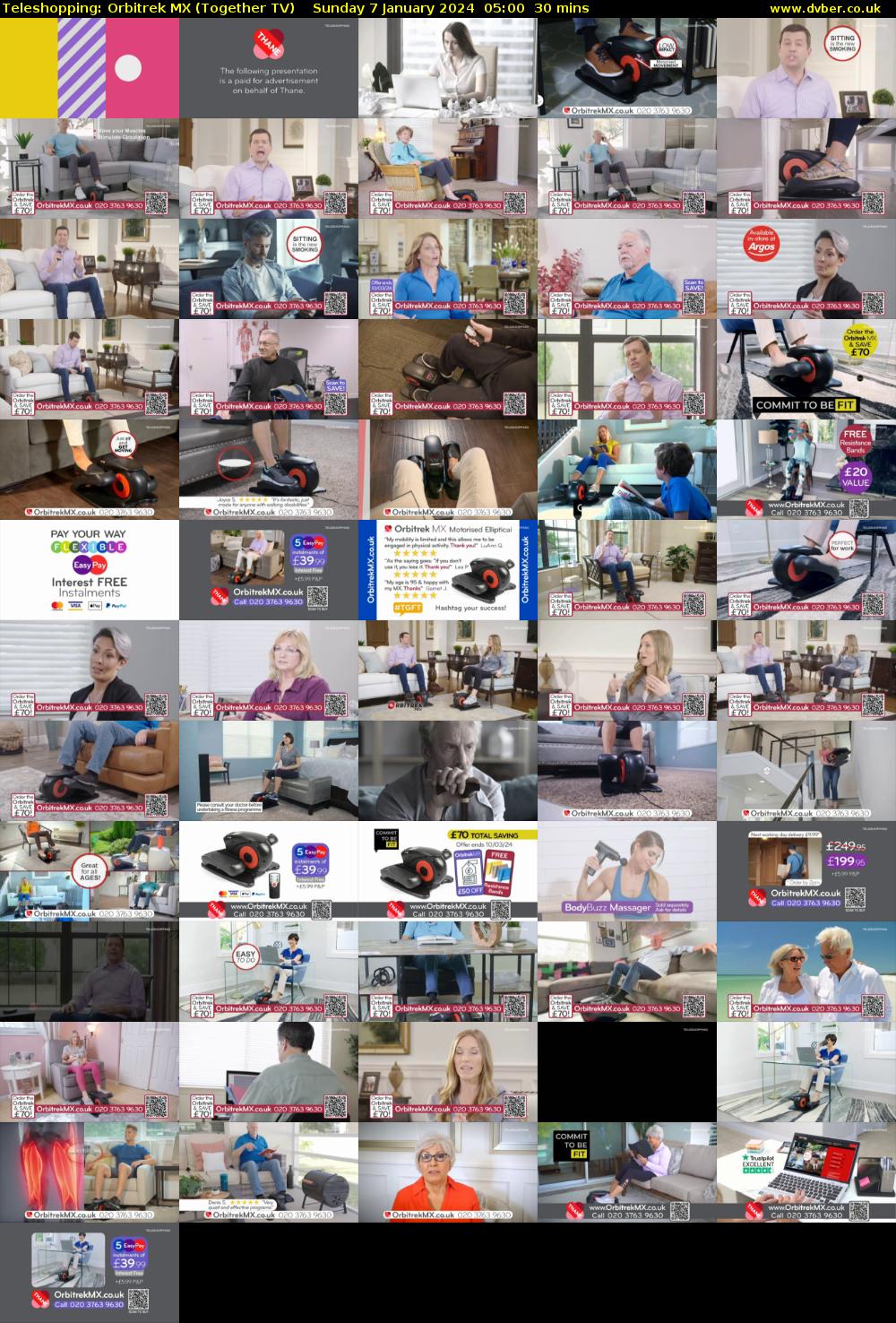 Teleshopping: Orbitrek MX (Together TV) Sunday 7 January 2024 05:00 - 05:30